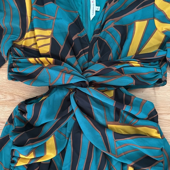 Anthropologie Ranna Gill Womens Cut-Out Midi Dress Sz XL Multicolor Long Sleeve - Picture 9 of 12